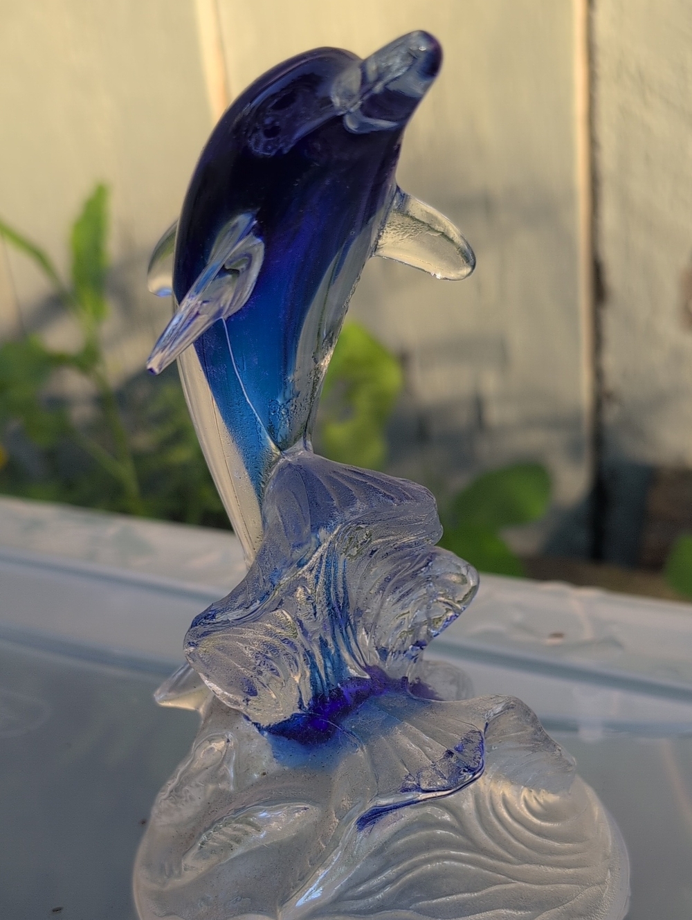 Blue glass Dolphin Vintage